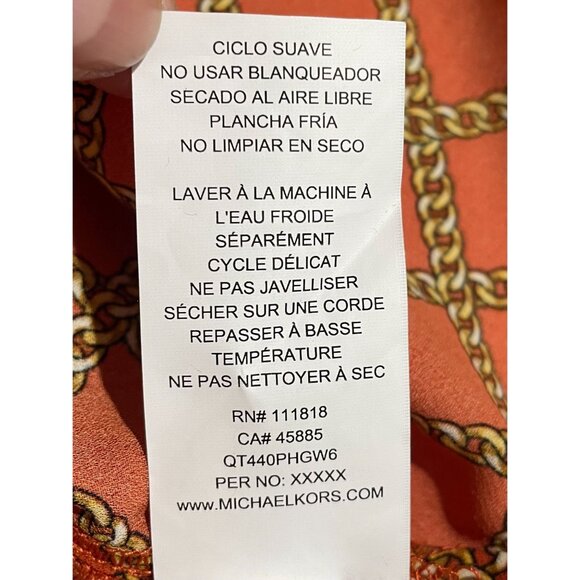 Michael Kors Womens Sleeveless Orange Top With Chain Print Size XS - Picture 15 of 15